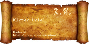 Kirrer Uriel névjegykártya
